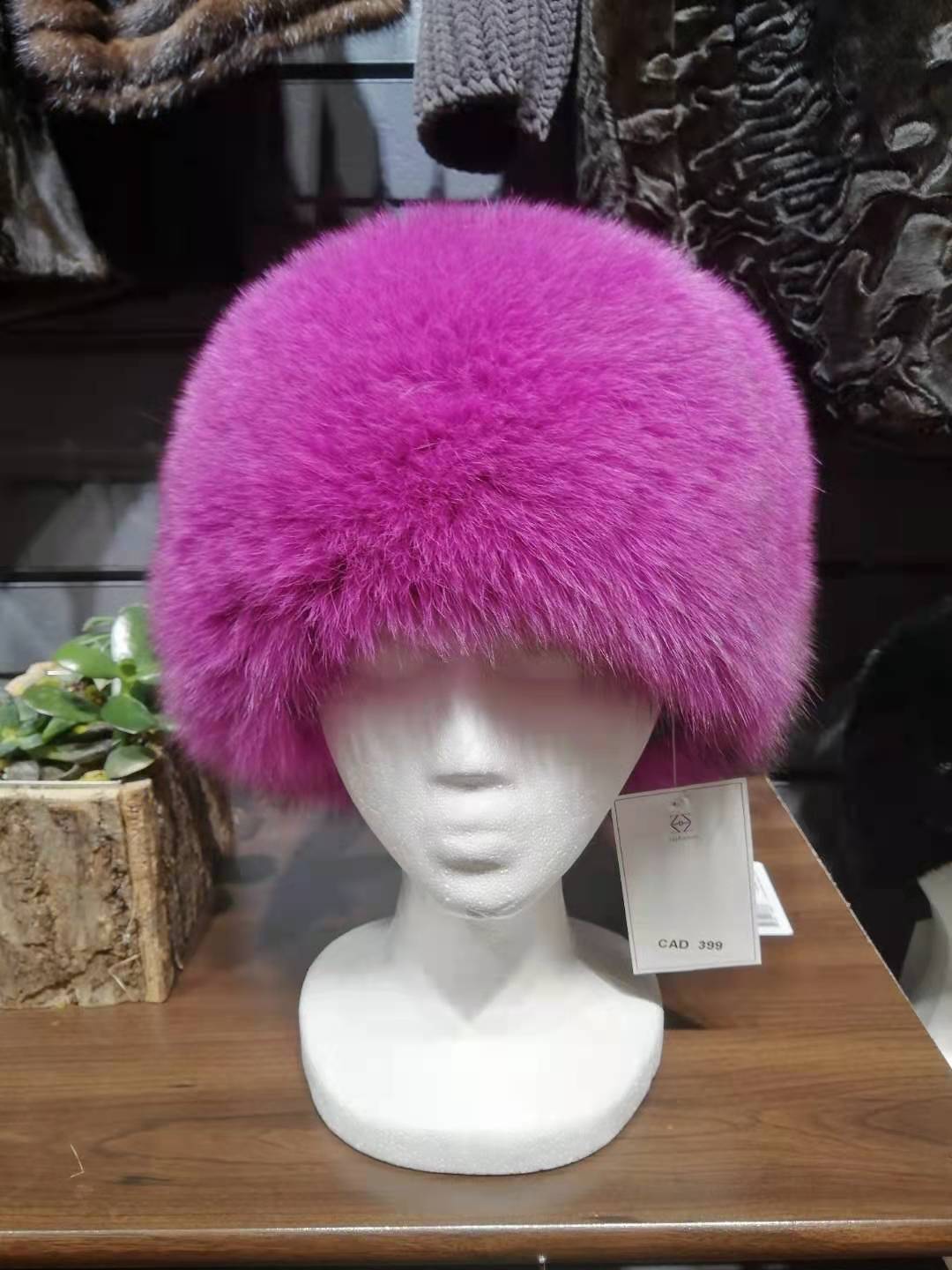 Pink Fox Fur Hat