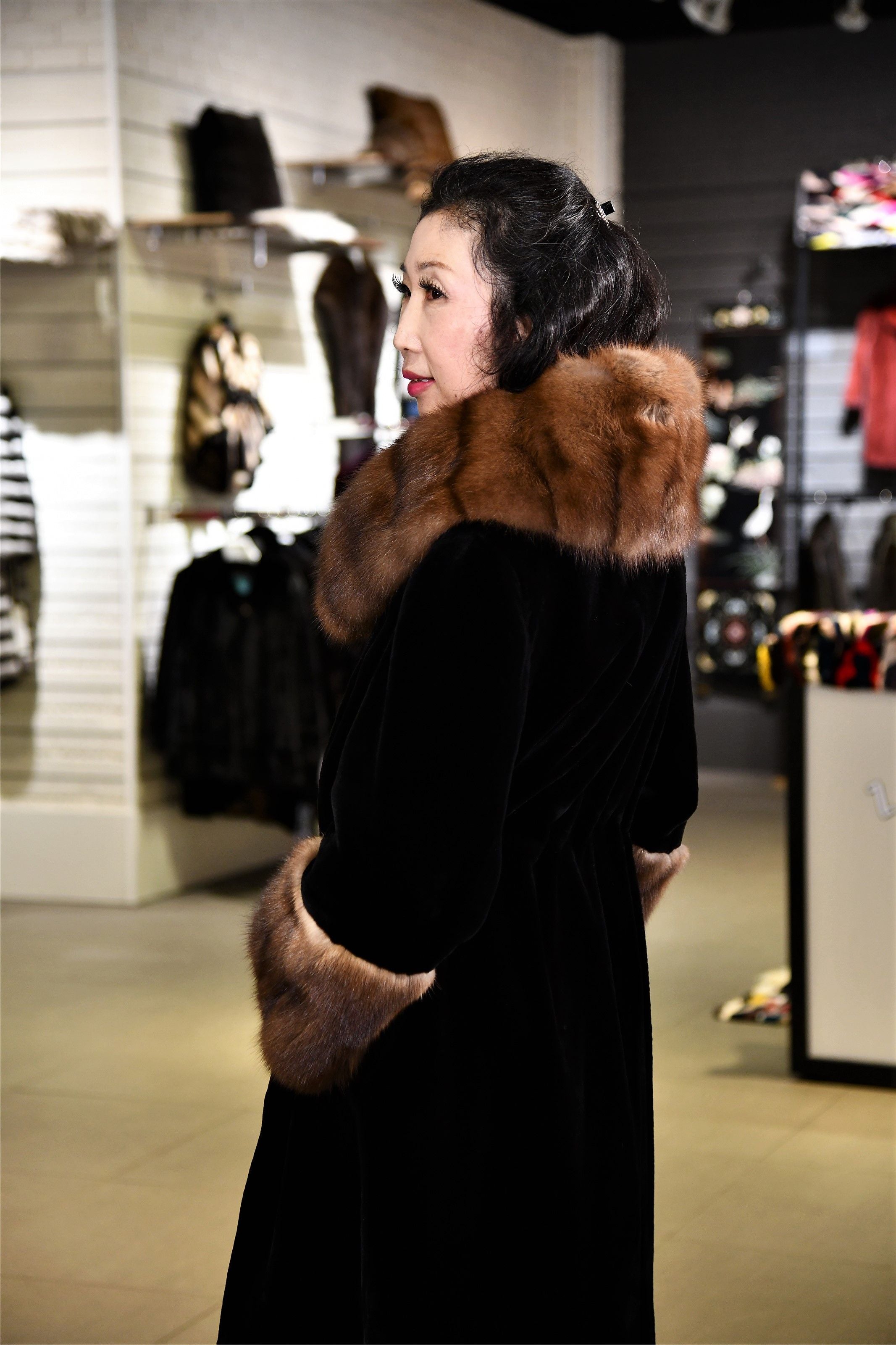 Canadian Sheared Mink Coat with Sable Collar